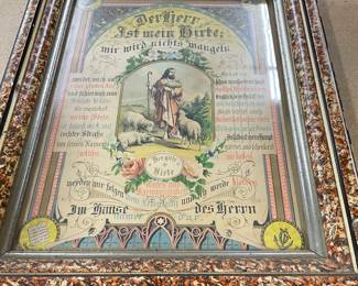 Framed German Psalm 23 Lithograph – "Der Herr ist mein Hirte"