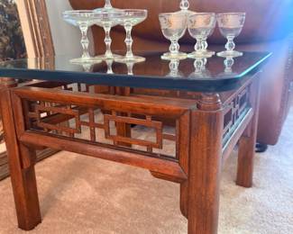 Darling small squat and chunky Asian side tables