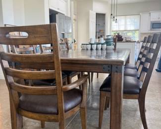 Fabulous wood and leather table and chairs set