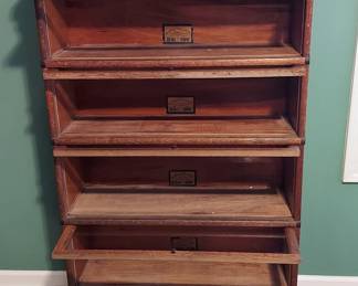 Section, Oak. Antique Globe Wernicke Barrister Bookcase 4 Section, Oak 34" W, 12" D, 56" H,