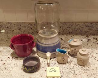 Lot of Handmade Pottery, Pigeon Forge Cream & Sugar, Cider Dispenser