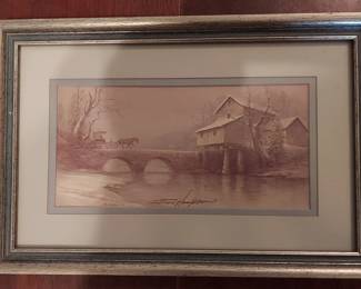 Pair Ben Hampton Prints, Small 9.5" x 13.5" framed