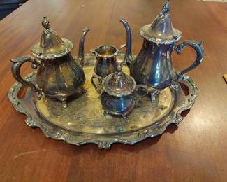 Wallace Silver Plate Serving Set, Platter Inscribed