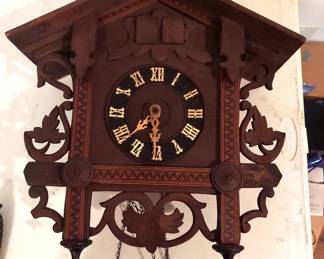 Vintage Pre-War German Black Forest Cuckoo Clock, Crest needs to be reglued, packed in box for 30 years, not tested.