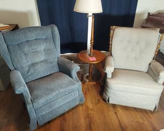 2 Recliners and a Lamp One LazyBoy, other is not marked.
