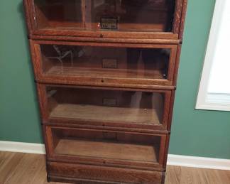 Section, Oak. Antique Globe Wernicke Barrister Bookcase 4 Section, Oak 34" W, 12" D, 56" H,