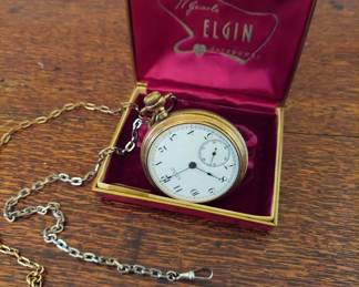 Waltham Pocket Watch in Case, 2" dia.