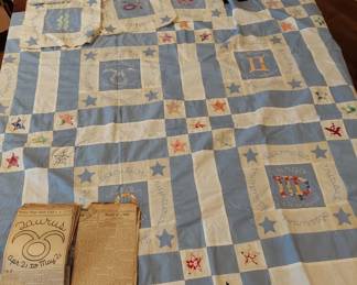 1930's Almanac Quilt Nancy Page Quilt Club Weekly Newspaper Clippings, Not completed,