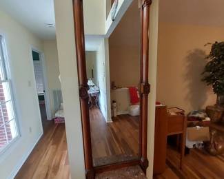 Tall Antique Victorian Hall Mirror 90" Tall, 25" Wide, Marble has hole (see photos) Mirror is antique.