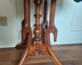 Antique Victorian Marble Top Table 30" x 20" and 25" T.
