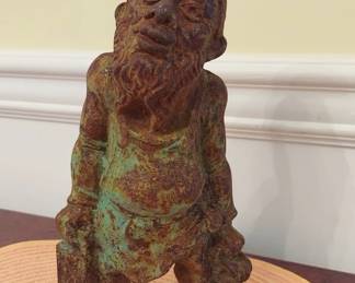 Vintage Cast Iron Garden Gnome 10" Tall
