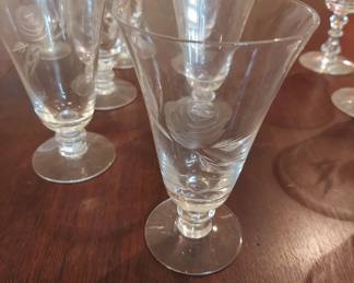 12 Fostoria Etched Glasses with Rose