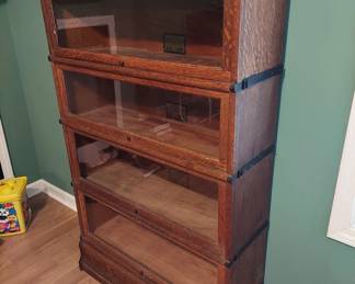 Section, Oak. Antique Globe Wernicke Barrister Bookcase 4 Section, Oak 34" W, 12" D, 56" H,