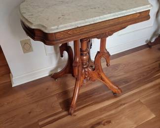 Antique Victorian Marble Top Table 30" x 20" and 25" T.