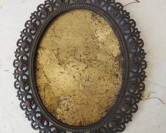 Antique Cast Iron Oval Frame Ornate 18" x 13" overall, 8.75x 11.5 Sight Opening.