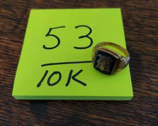 Gold Monogram Ring Vintage, Marked 10K 5.3g Size approx 10.75