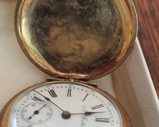 Antique N Roberts Pocket Watch, Cadet, Movement 847129, Case 355157, GF Chain, 35mm Dia.