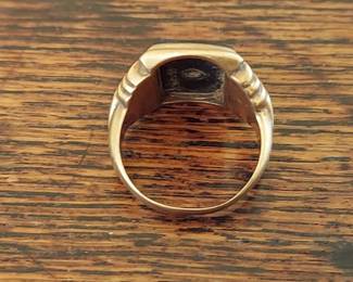 Gold Monogram Ring Vintage, Marked 10K 5.3g Size approx 10.75