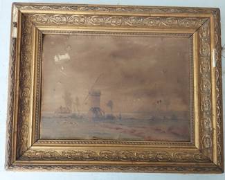 Signed Willem Johannes Oppenoorth 1847-1905 Watercolor in Gilt Frame (Condition issues, see photos)