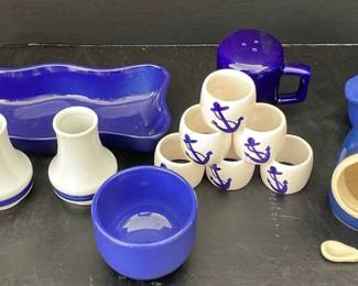 005 Mystery Lot Of Blue White Housewares
