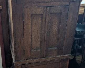 Antique Solid Oak Cabinet with Drawer Vintage Storage Furniture