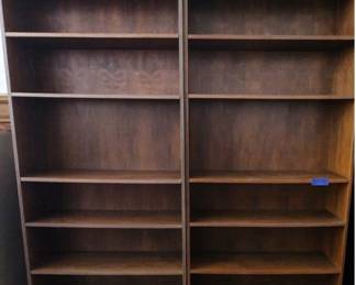 Pair of Tall Wooden Bookcases Classic and Sturdy Design