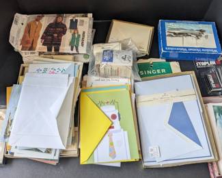 Lot of Vintage Assorted Stationery, Sewing Patterns, and Office Supplies
