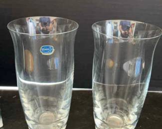 Elegant Glassware Vase Collection Vintage Modern Mix Including Crystal