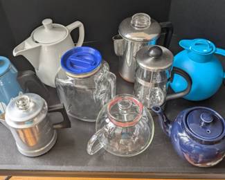 Assorted Coffee Tea Pot Lot 9Piece Collection
