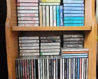 Bookshelf With Musica Tapes And Cds