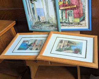 Cabinet Framed Art Lot 5Piece Set