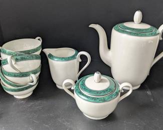 Vintage Bavarian Porcelain Tea Set Tirschenreuth 100 Germany 9 Piece Set