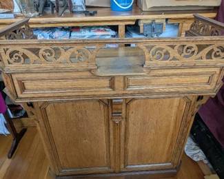 Vintage Ornate Wooden Lectern or Church Podium Cabinet