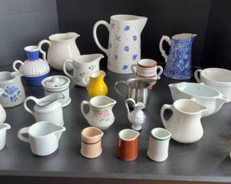 Porcelain Glass And Metal Jugs Pitchers