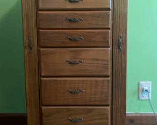 Free Standing Oak Jewelry Armoire