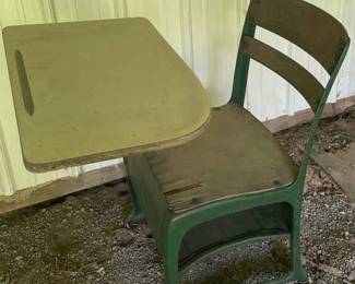 Antique School Desk And Chair