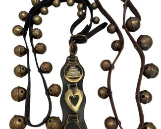 Two Antique Leather Sleigh Bells