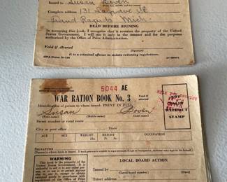 WWll war ration books with lots of stamps left in them.