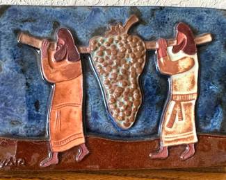 Ceramic scene depicting "Carrying the Grapes of Eshkol"