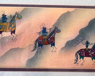 Ben Nelson/Ahn Hia Ohm (Diné/Kiowa/Taos) “Warriors on Horseback” watercolors