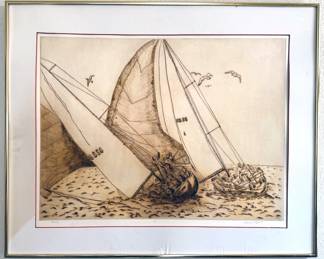 Lawrence Lufald "Sailing" lithograph