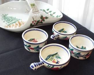 QUIMPER PIECES HENRIOT FRANCE AND DECORATIVE BASKET BOWL