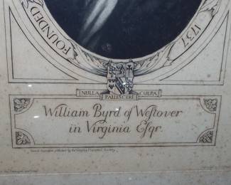 William Byrd of Westover Virginia After Brandon Portrait Engraving by K. Holmes