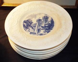 VINTAGE STAFFORDSHIRE TRANSFERWARE BUILDINGS AND CASTLES LARGE PLATES