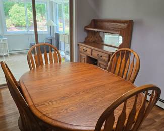 Solid Oak Table, Chairs, Bar/Buffet