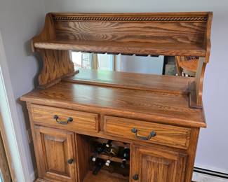 Solid Oak Table, Chairs, Bar/Buffet