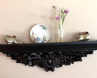 Very nice carved wood shelf with intricate detail