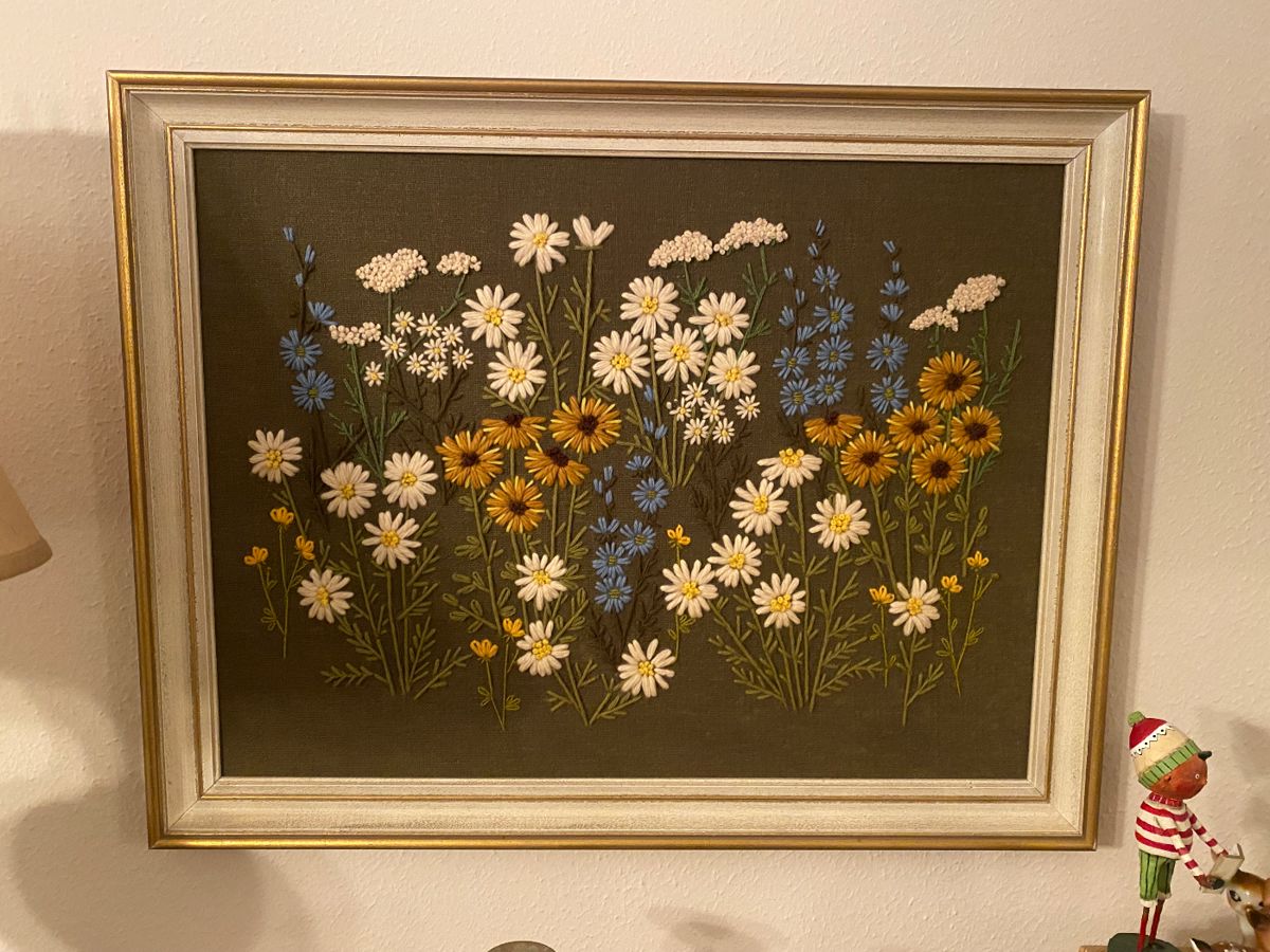 Large Floral Crewel