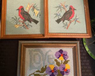 Cross stitch birds & retro love