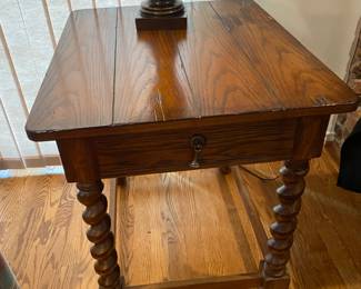 Barely twist side table - there is actually a pair of these. They need a little tlc as the tops need to be sanded and restrained. 